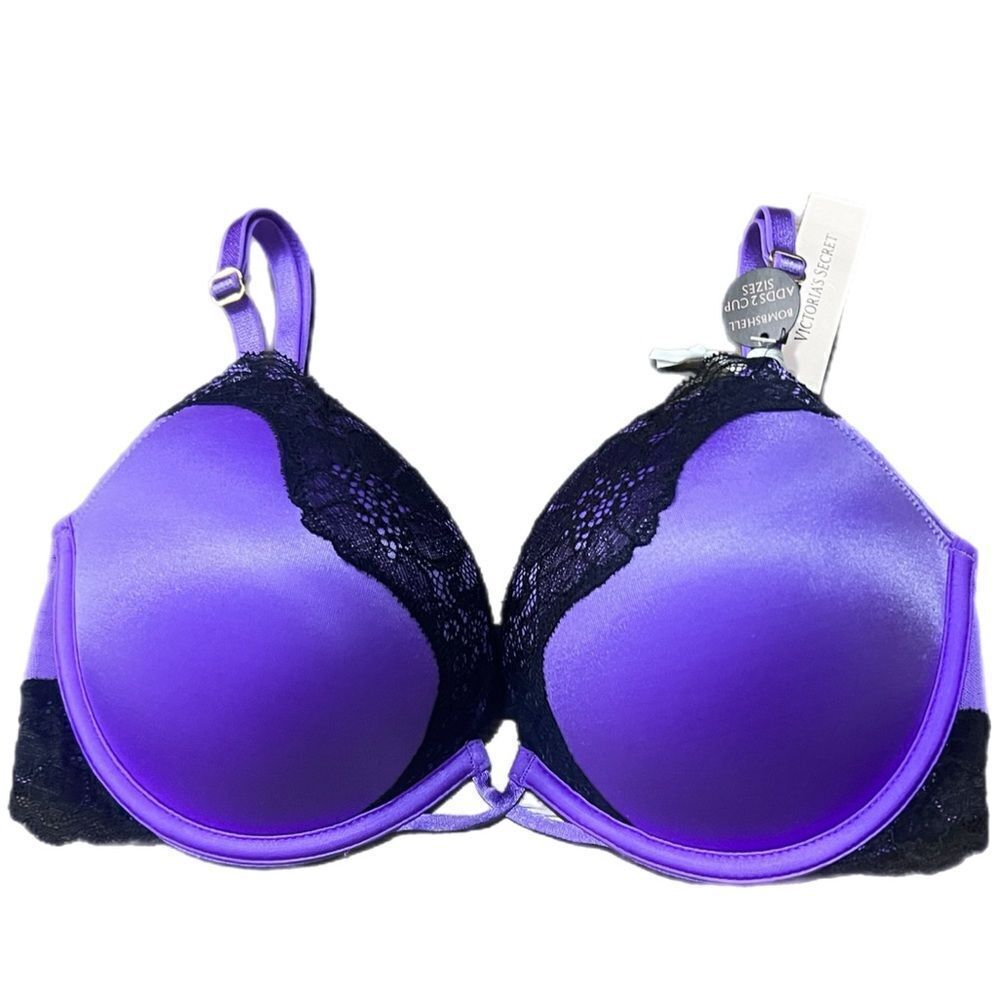 Victorias Secret Bombshell Plunge Add-2-Cups Push Up bra purple 32C